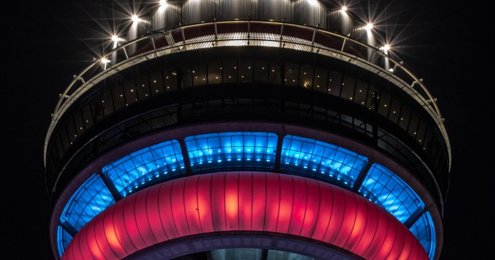 Toronto’s CN Tower lights up in Montreal Canadiens colours and Twitter goes wild
