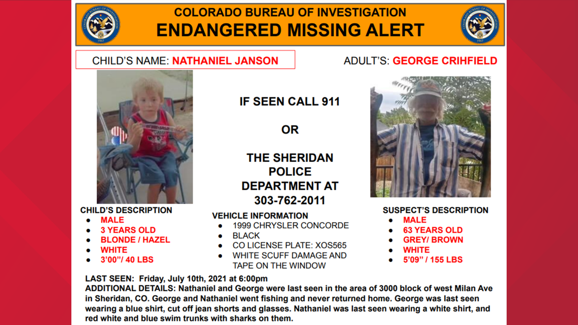 Grandfather, 3-year-old boy missing in Sheridan