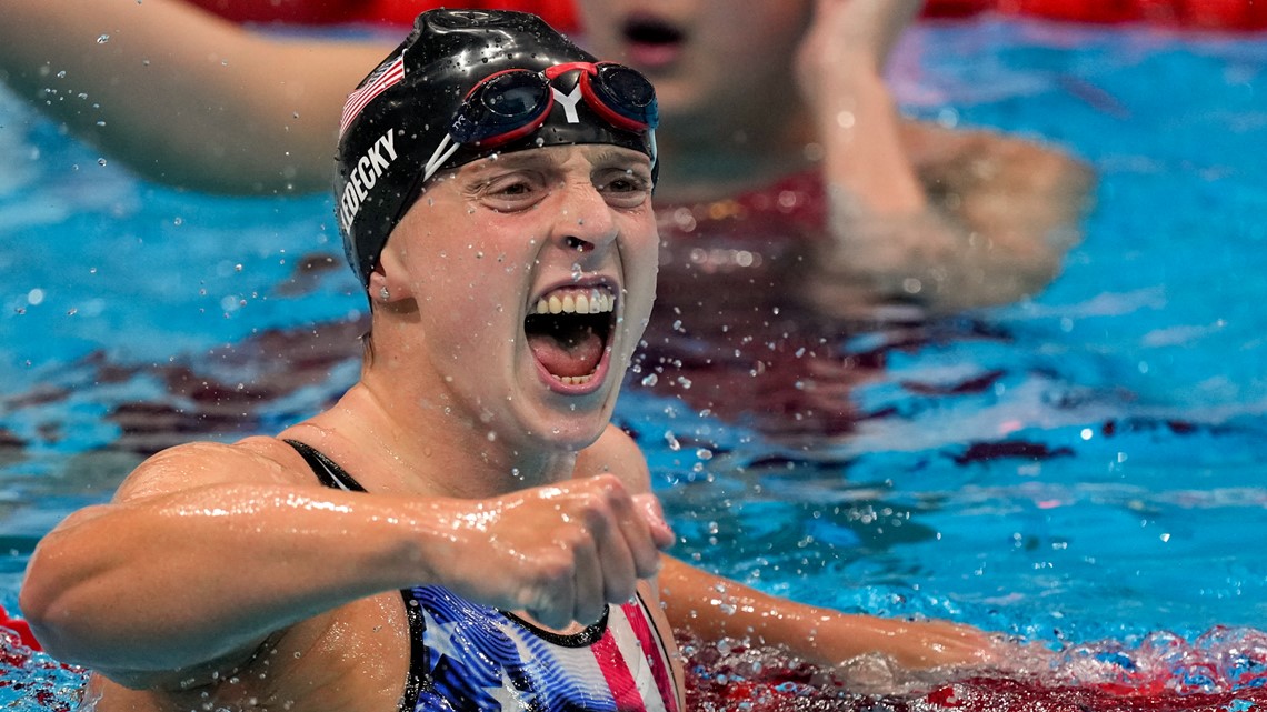 Katie Ledecky gets 1st Tokyo gold; Simone Biles bows out