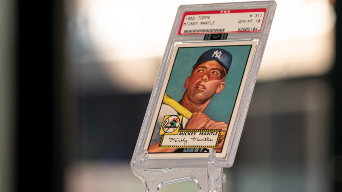 1952 Topps Mickey Mantle baseball card on display this weekend