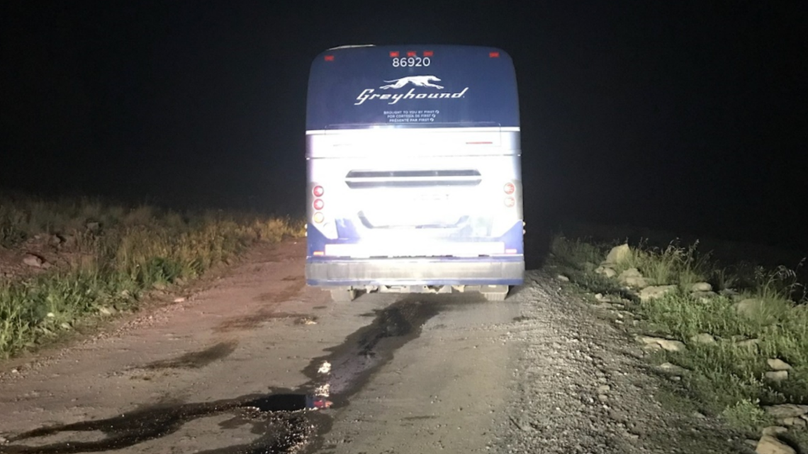 Greyhound Bus gets stuck trying to get around I-70 closure