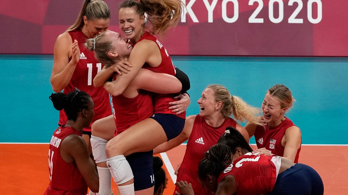 US wins 1st Olympic gold in women’s volleyball, beating Brazil