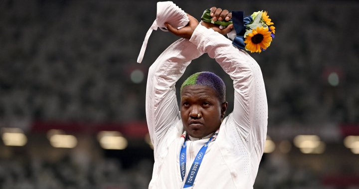 U.S. shotputter Raven Saunders investigated by IOC after making ‘X’ gesture on podium – National