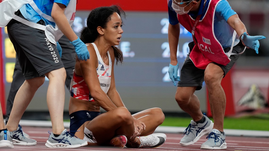 Heptathlete refuses help after injury, finishes 200 meter race