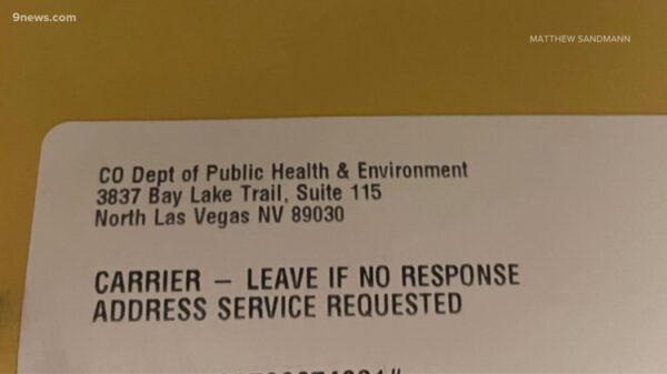 Next Question: Why is this CDPHE return address in Nevada?