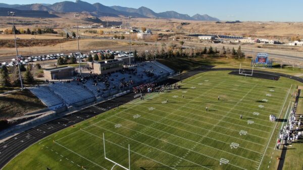 Columbine High School football defeats Pomona drone highlights