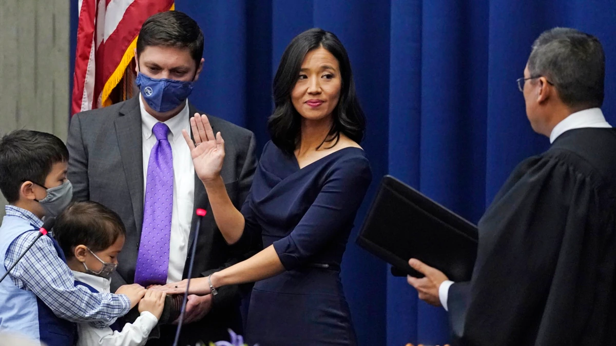 Michelle Wu Sworn in as Boston’s First Girl Elected Mayor 