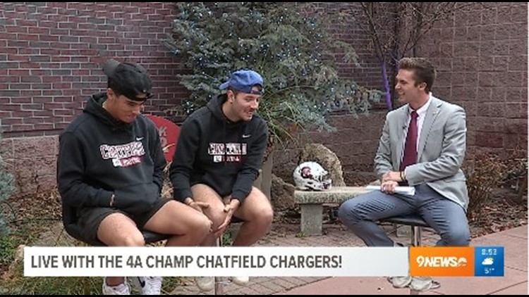 4A state champion Chatfield Chargers Mason Lowe and Jake Marschall be part of Scotty Gange at 9NEWS the morning after profitable title