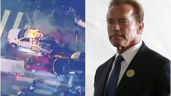 Actor Arnold Schwarzenegger concerned in four-car crash